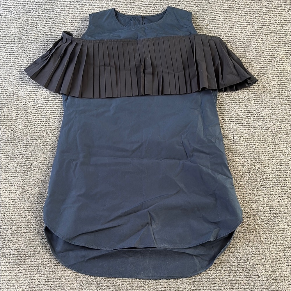 Navy Blue shirt with Black Pleated Detail